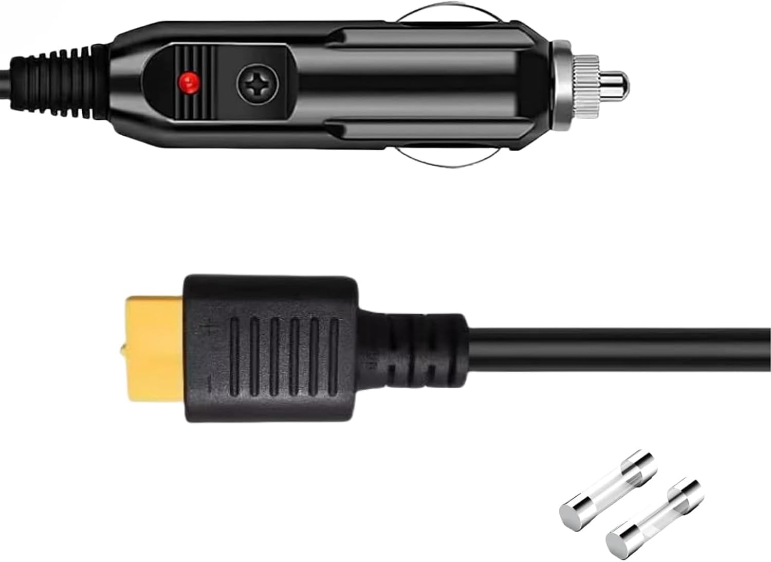 12V/24V Car Charger Cable for Ecoflow Delta/River, Bluetti EB55, Anker 757/767 & More Solar Power Stations with XT60 Connector, Including EF ECOFLOW Wave 2 Air Conditioner DC Adapter