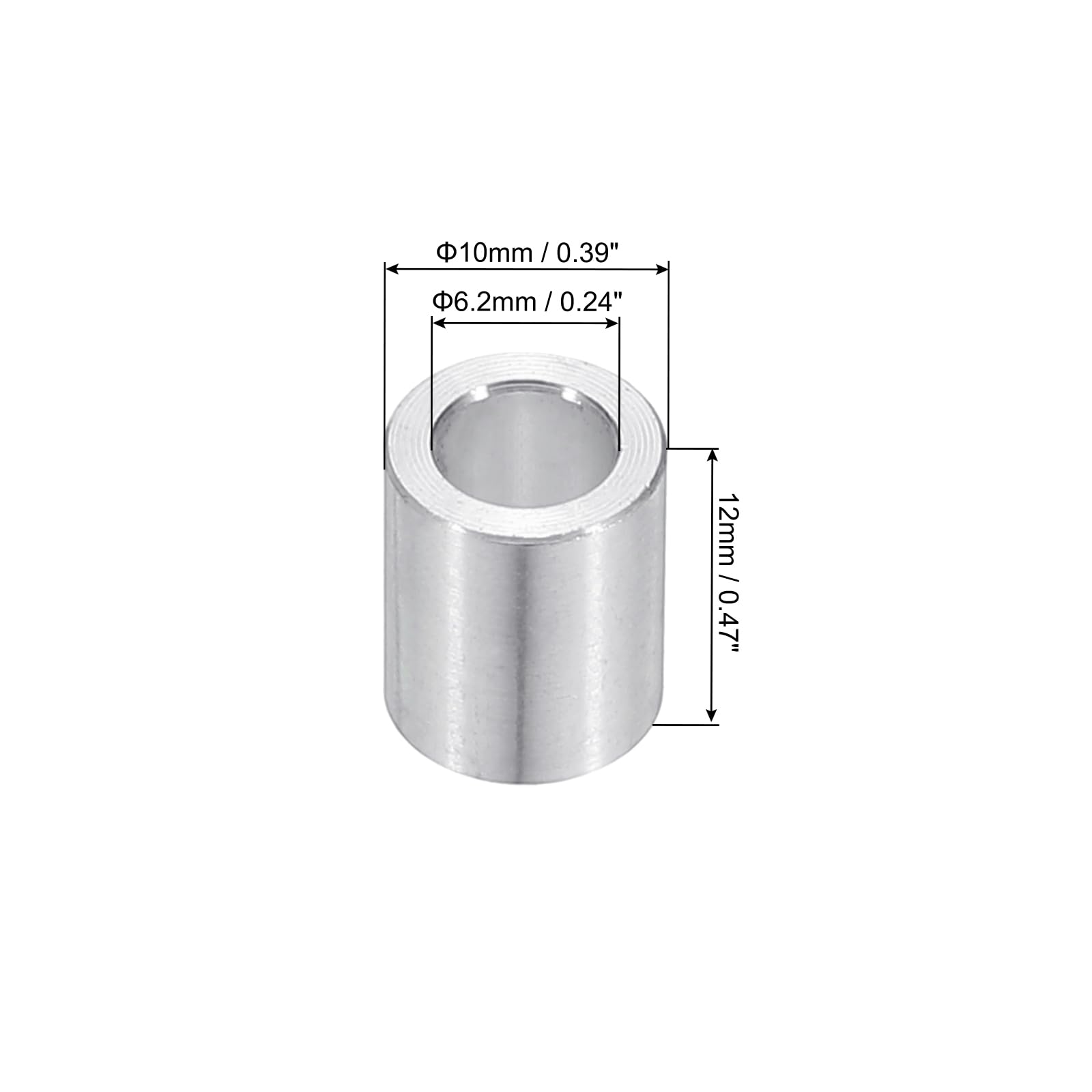 PATIKIL M6 Aluminum Spacers, 12pcs 1/4" x 3/8" Round Metal Spacers for 1/4 or M6 Screw Bolts - Image 2