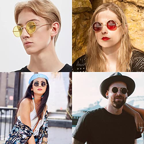 COASION Vintage Round Metal Sunglasses Small Red Halloween Glasses for Women Men2