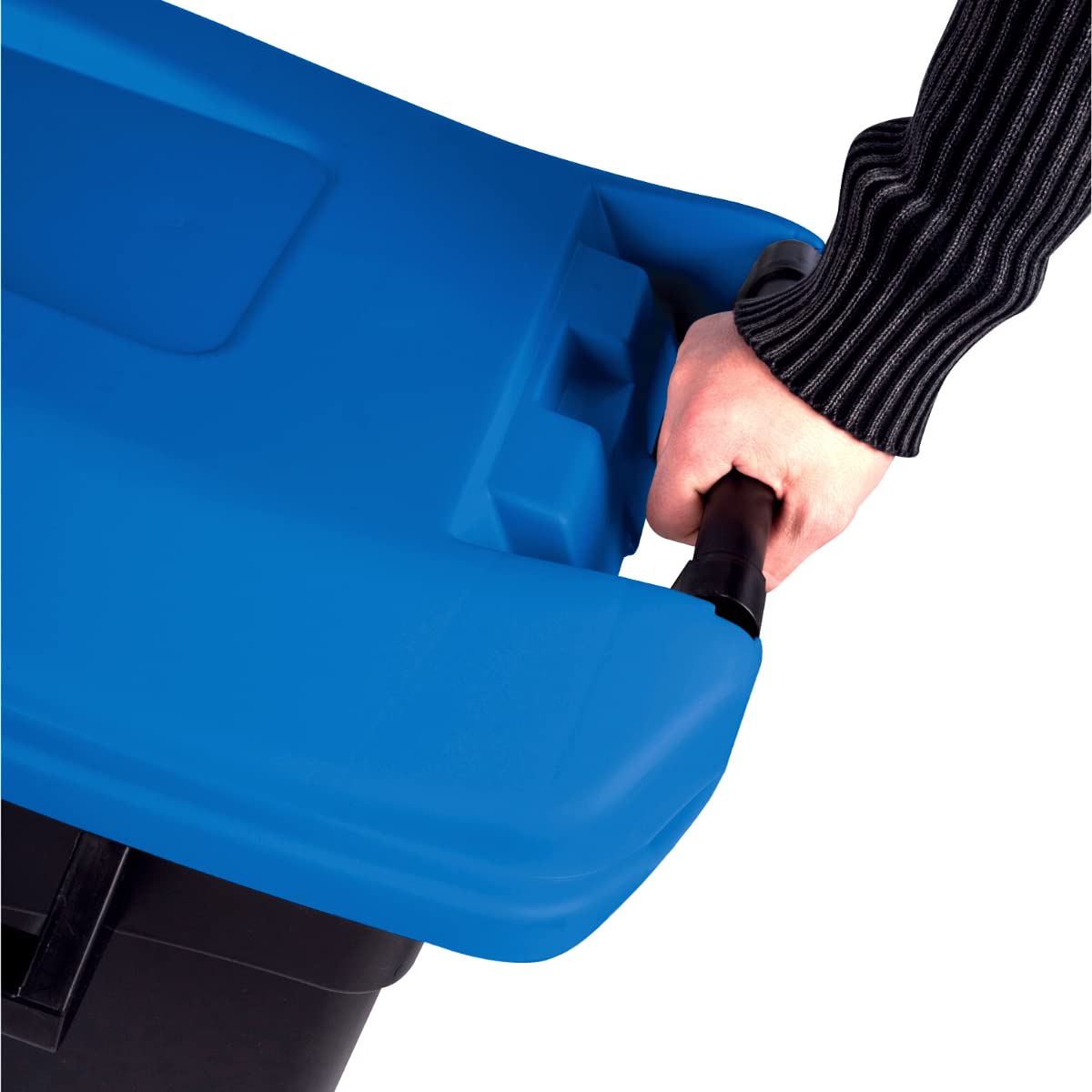 TAYG Poubelle avec pédale et roue couvercle bleu 120 L
