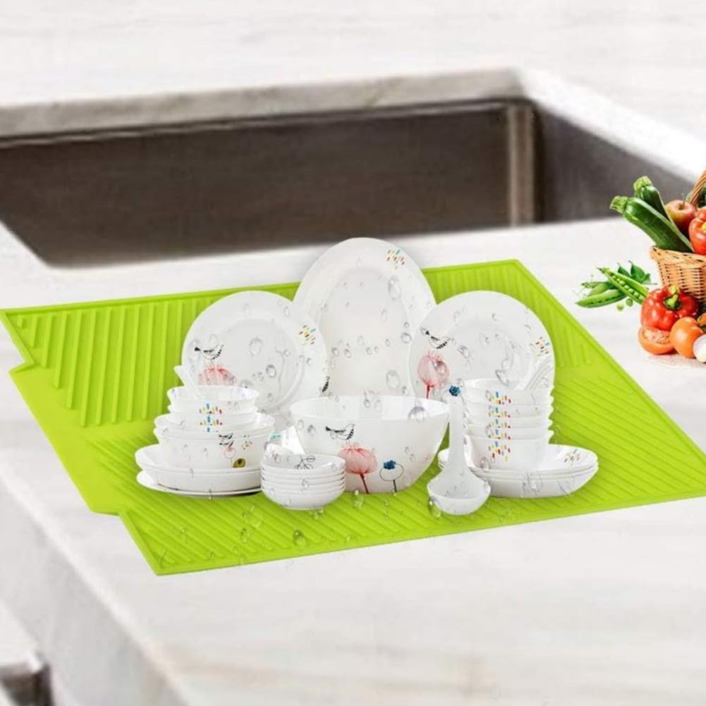 MOUMOUTEN Folding Draining Board Mat, Extra Large Dish Drying Mat Premium Heat Resistant Silicone Pad - Image 2