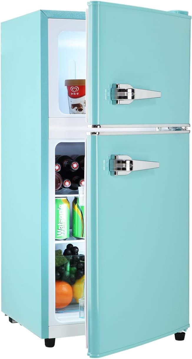 Anukis Refrigerador compacto con congelador, 3.2 pies cúbicos de 2 puertas, mini refrigerador para apartamento, dormitorio, oficina, familia,