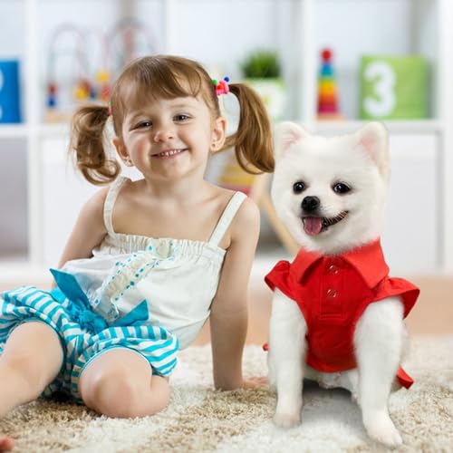 Topkins Hundekleid, Hundesportkleider für kleine mittelgroße Hunde Mädchen, Hundesommerkleid, Hunde-Reverskleid, Hundehochzeitskleid, Hundegeburtstagskleid mit Faltensaum für Frühling, Sommer, Herbst