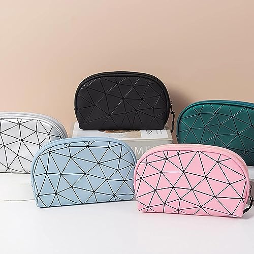 Image of House of Quirk Makeup Handy Bag Travel Cosmetic Organizer Bag Large Zipper Pouch Toiletry Bag for Women (Silver)