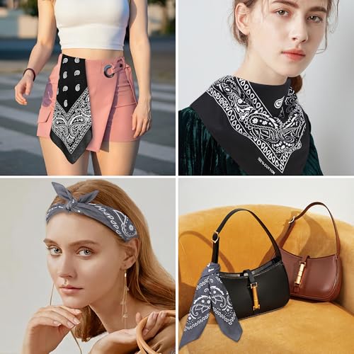 Image of Mochabao 100% Cotton 27 inch x 27 inch Large Bandanas for Men & Women, Multi-Purpose Bandana Headbands, Square Head Scarf