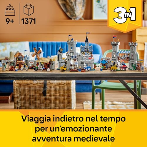 Creator 3 in 1 Castello del Cavaliere Medievale - Giocattolo Trasformabile in Scena di Torneo o in Villaggio - Include 6 Minifigure - Regalo Creativo per Bambini e Bambine da 9 Anni in su - 31168 - Lego - Immagine 1
