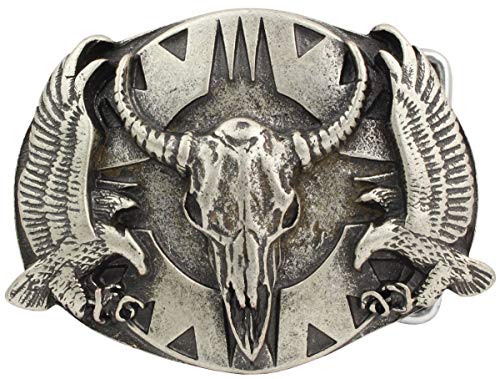 Preisvergleich Produktbild Brazil Lederwaren Gürtelschnalle Stier 4,0 cm / Buckle Wechselschließe Gürtelschließe 40mm Massiv / Wechselgürtel bis 4cm / Altsilber