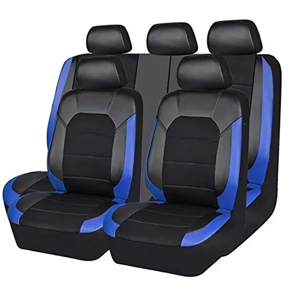 Protections Siège PU Lot De 9 Housses Siège Auto Universelles en PU Coussin Protection Complet pour Voitures 5 Places Et Camions(Black Blue)
