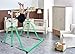 kechery Foldable & Moveable Gymnastics Horizontal Bar with Rings,3’to 5’Adjustable Height Expandable Junior Kip Bar for Home,Indoor Gym Equipment for Kids(Foldable Green with Rings)