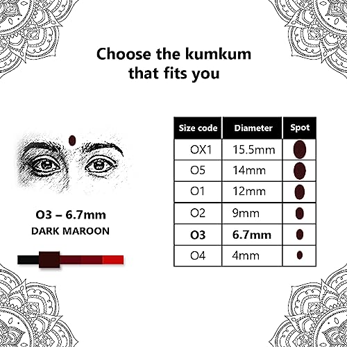 Image of Eyetex Pallavi Sticker Kumkum - Oval, O3 -Dark Maroon, 20 Flaps, Breathable Fabric, No Gum Marks, Does not Irritate Skin