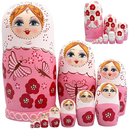 Matryoshka molly doll de colección set de 10 figuras de madera con acabado impecable 6
