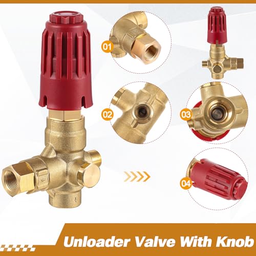Threlaco 2 Pcs Upgraded 350 Unloader Valve Pressure Washer Pump with Knob, Compatible with Vb350/ar/comet/cat Pump/be/catpump Max. 390 Bar 10.5 Us Gpm 5650psi, Oem Bypass Valve by Threlaco - Image 3