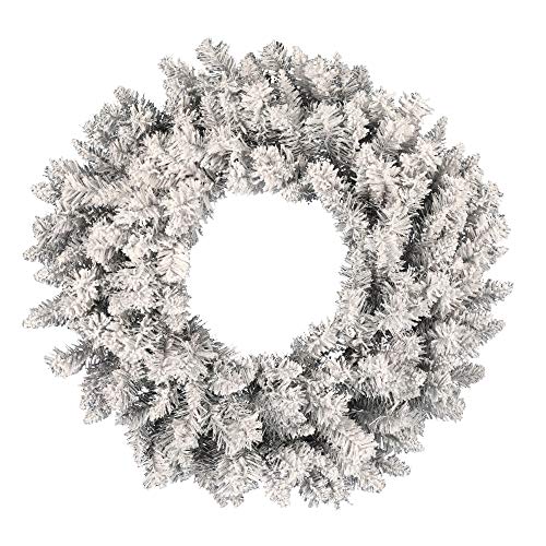 Vickerman 36" Frosted Silver Artificial Christmas Wreath, Unlit - Faux Fir Christmas Wreath - Indoor Seasonal Home Wall Decor #TOP13