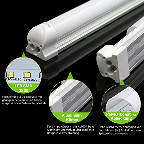 3X OUBO 5FT Lampara integrati LED 23W 2500Lm G13