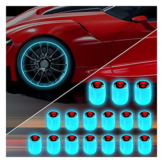 16PCS Fluorescent Tire Valve Stem Caps,Luminous Auto Wheel Air Valve Cap,Universal Decoration Accessories for Car/SUV/Bicycle/Trucks/Motorcycles,Cool Car Gifts (Skull/Blue-16pcs)
