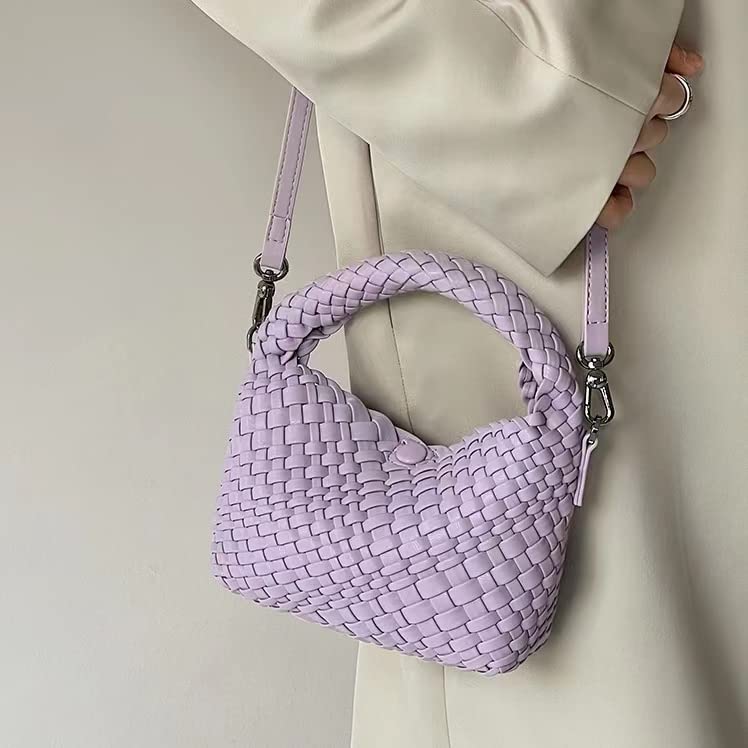 Bolso tejido femenino con correa desmontable y asa pequeña miniatura 2