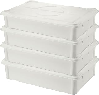 4 Packs Large Pizza Dough Proofing Box with Lids | 22.8" D x 15.5" W x 6.1" H Bread Proofing Box | Sourdough Food Storage Containers for Bakeries | Pizza Dough Proofing Container