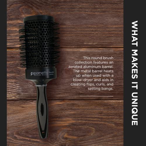 Spornette Touche Aerated 3.5 Inch Round Brush (#118-Xl) - Lightweight Vented Aluminum Professional Styling Round Brush - Nylon Bristles & Foam Handle - Adds Volume, Lift & Smoothing For Long Hair #TOP2