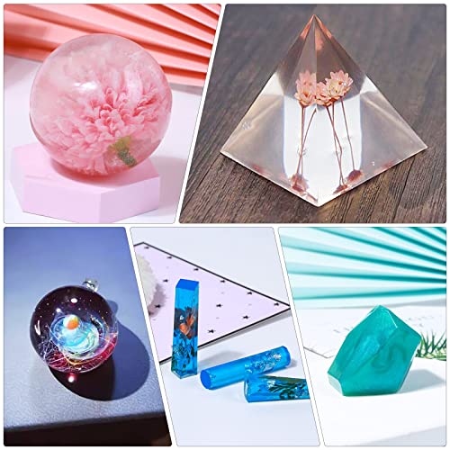 Silicone Resin Molds Kit 26Pcs, Epoxy Molds, Large Casting With 12 Glitter Sequins For Uv Casting, Including Sphere, Cube, Pyramid, Square, Coaster, Stone & Pendants #TOP6