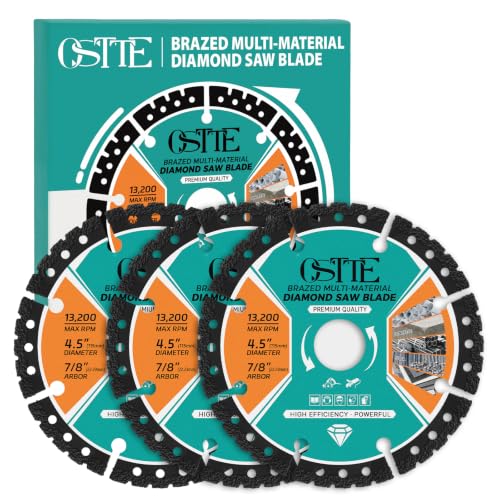 OSTTE 3Pcs 4.5' Multi-Purpose Diamond Metal Saw Blade for Angle Grinder