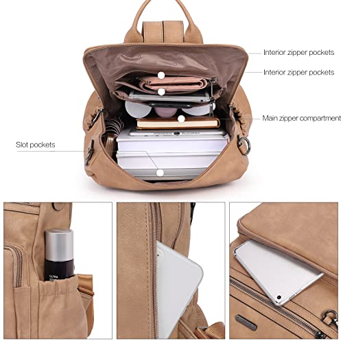Image of CLUCI Backpack Purse for Women Fashion Leather Designer Travel Large Ladies Shoulder Bags with Tassel, Two-toned Brown, Large