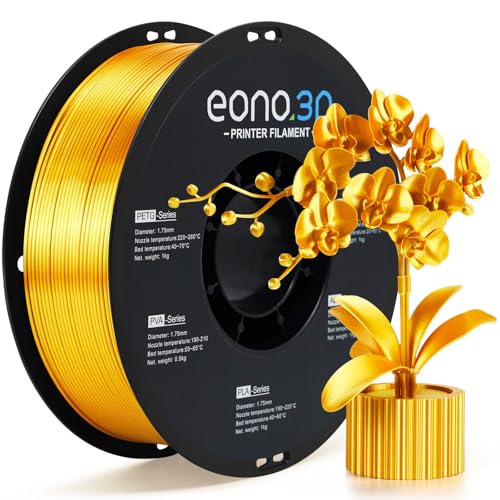 Image of Silk Gold PLA Filament 1.75mm, Metallic Gold 3D Printer Filament, Shiny Silk PLA Filament High Gloss Finish, Easy to Print, ±0.03mm Accuracy, 1kg Spool, AMS Compatible