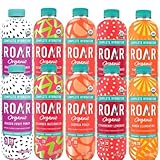 Roar Organic Beverages Variety Pack, 10-Pack (18oz Bottles) – Strawberry Lemonade, Dragon Fruit Punch, Mango Clementine, Cucumber Watermelon & Georgia Peach – Refreshing Organic Drink