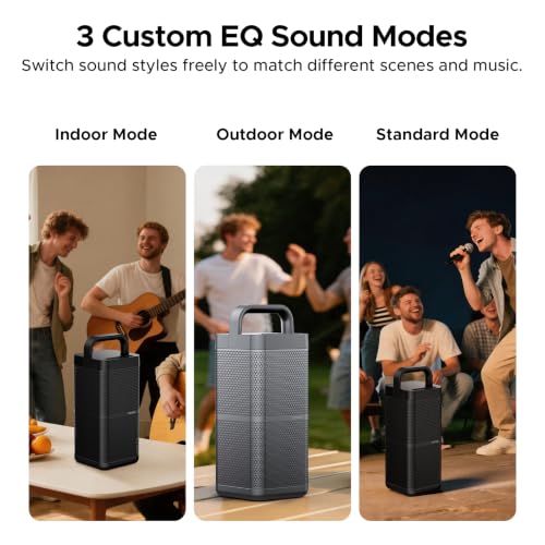 Portable Bluetooth Speaker with Deep Bass, 130W Peak, IP66 Waterproof, 13H Playtime, Fast Charge, Large Party Boombox with TWS Pairing, Outdoor Speaker with USB/AUX, for Jobsite, Beach, Camping -Black - image 8
