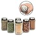 Adjustable Glass Spice Jars (Set of 6) with 6 Pouring Sizes- Stainless Steel Lid/Cap- Square Seasoning Bottle Containers for Minimalist Kitchen Pantry Storage Organization- Fill Shaker w Salt Pepper