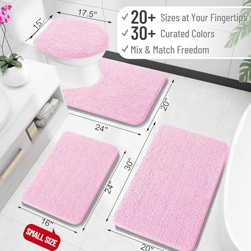 Image of OLANLY Large Bathroom Rugs 40x24, Extra Soft Absorbent Chenille Bath Rugs, Rubber Backing Quick Dry, Machine Washable Bath Mats for Bathroom Floor, Tub and Shower, Home Decor Accessories, Pink
