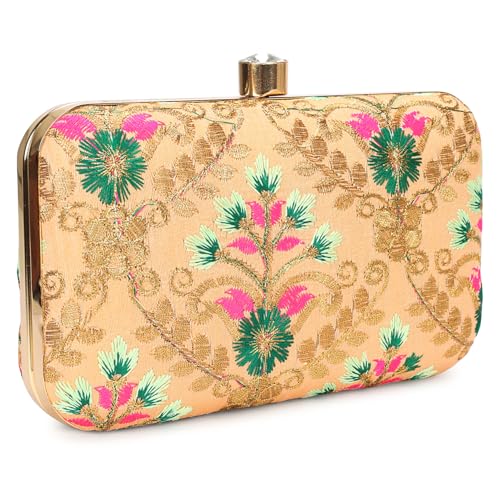 Image of LONGING TO BUY Hand Crafted Designer Box Clutch - Zari Embroidery For Women