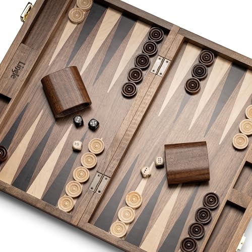 Juego de Backgammon de madera premium de nogal 14.5" miniatura 6