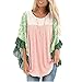 Produktbild FrüHling Und Sommer Damen Rundhalsausschnitt Lose Fledermaus äRmel Gedruckt Farblich Passendes Waffel-T-Shirt-Oberteil