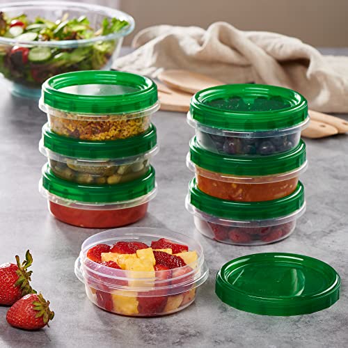 Plasticpro 6 Pack Twist Cap Food Storage Containers With Green Screw On Lid- 8 Oz Reusable Meal Prep Containers - Freezer And Microwave Safe Green Plastic Food Storage #TOP1