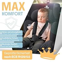 KIDIZ® Autokindersitz mit Isofix i-Size R129 100-150cm bis 12 Jahre, Kinderautositz Gruppe 1/2/3, mitwachsender Kindersitz, 5-Punkt-Gurt, höhenverstellbare Kopfstütze, Sitzerhöhung Auto, Schwarz – Ansicht 5