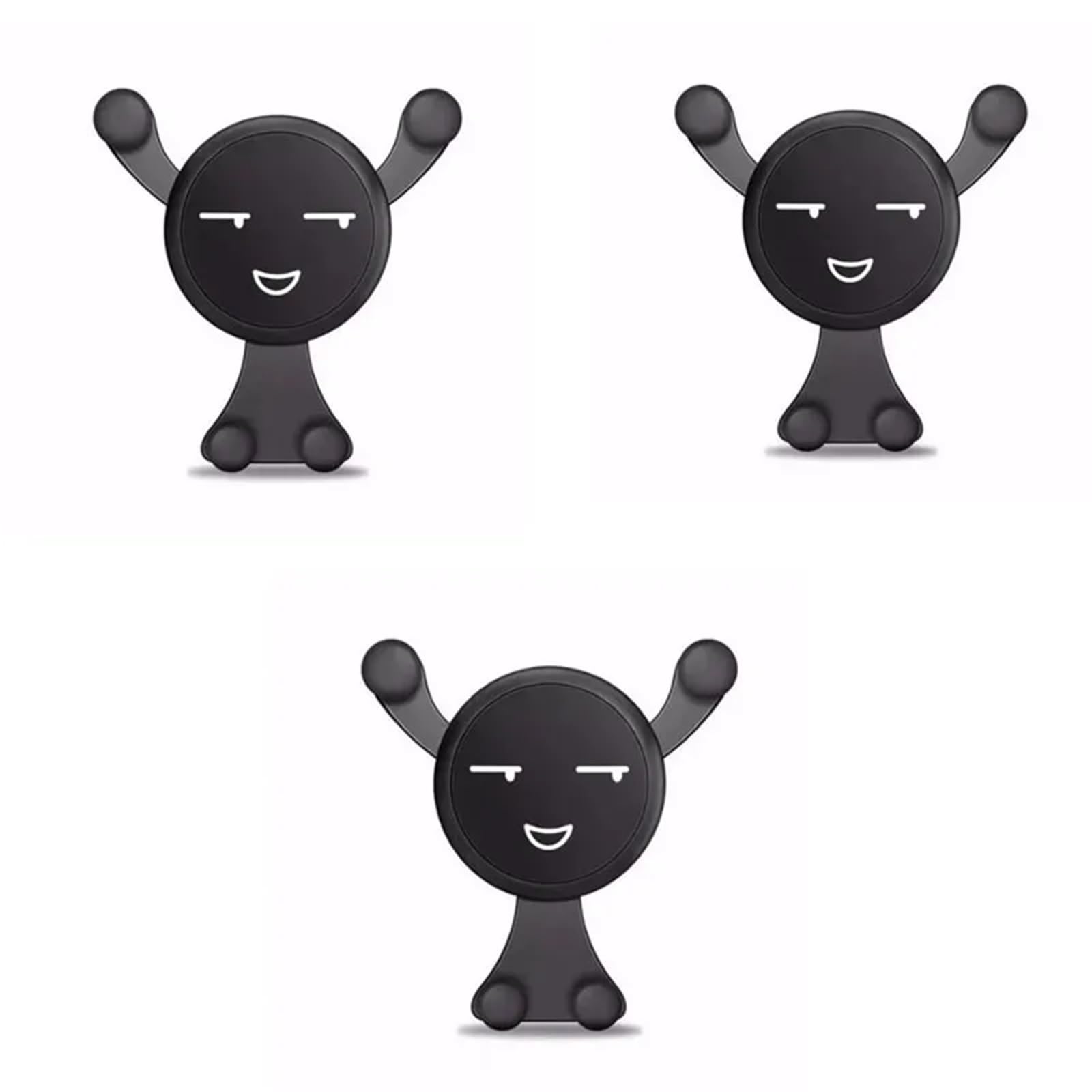 Uchwyt samochodowy na telefon Samochodowy uchwyt n Uchwyt samochodowy na telefon grawitacyjny, klips na kratkę wentylacyjną, uchwyt na twarz Smile, stojak na telefon komórkowy(Black 3pcs)