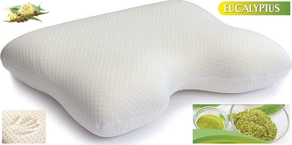 Oreiller orthopédique en mousse de gel d'eucalyptus - 55 x 40 x 11 cm - Mousse à mémoire de forme - Oreiller de soutien pour la nuque - Coussin doux et doux