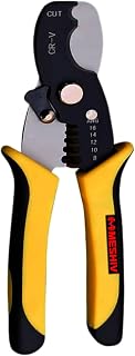 Multi-Purpose Meshiv Wire Stripper, Cable Cutter & Crimping Tool | Insulation Stripper for Copper & Aluminum Wires | Heavy Duty Electrician Tool for Cutting, Crimping, Bending & Stripping (Yellow)