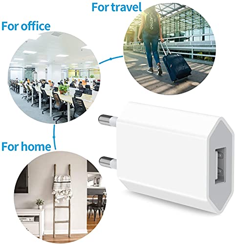 Cargador Phone, 4-Pack 1A/5V Movil Pared Enchufe Adaptador y Dos 1M Cable Replacement para Phone XS MAX/XR, X/10, 8/8 Plus, 7/7 Plus, 6/6S Plus, 5S/5C/SE 2020