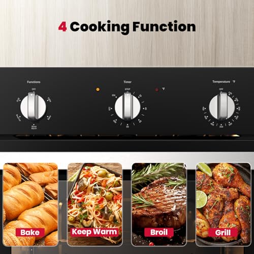 Image of GASLAND 24 Inch Built-in Electric Oven, 2.79 Cu.ft, 2200W, ETL Certified | 5 Cooking Modes, Knob Control, Removavle Triple-Layer Glass Door, Built-in Oven for Kitchen, Black