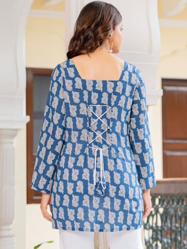 Image of Women's Cotton Printed A-line Straight Short Kurti