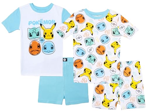 Pokemon Pikachu - Pijama de algodón para niño (4 piezas), Azul Multicolor, 4