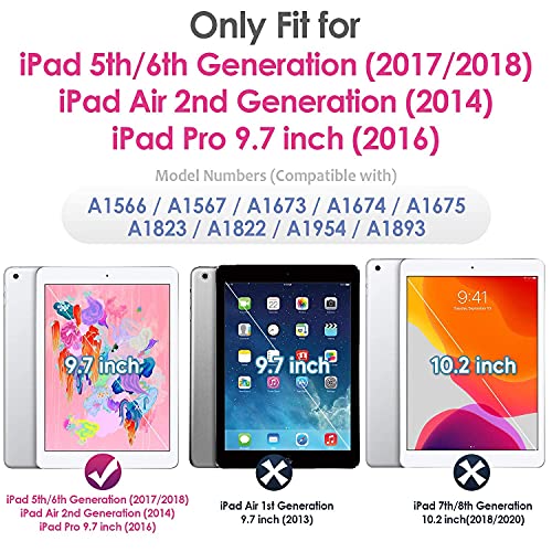 Seymac Ipad 5Th/6Th Generation Case, Ipad 9.7 Case 2018/2017, Full Protection Shockproof Case With Screen Protector Pencil Holder 360 Rotatable Stand/Hand Strap For Ipad Air 2/ Ipad Pro 9.7 Navy Blue #TOP1