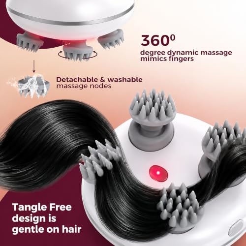Image of GISMO Smart Electric Scalp Massager - 3D Deep Kneading Head Massager for Stress Relief, Scalp Care & Hair Growth | Cordless USB Rechargeable Full Body Massager for Neck, Shoulders & Back