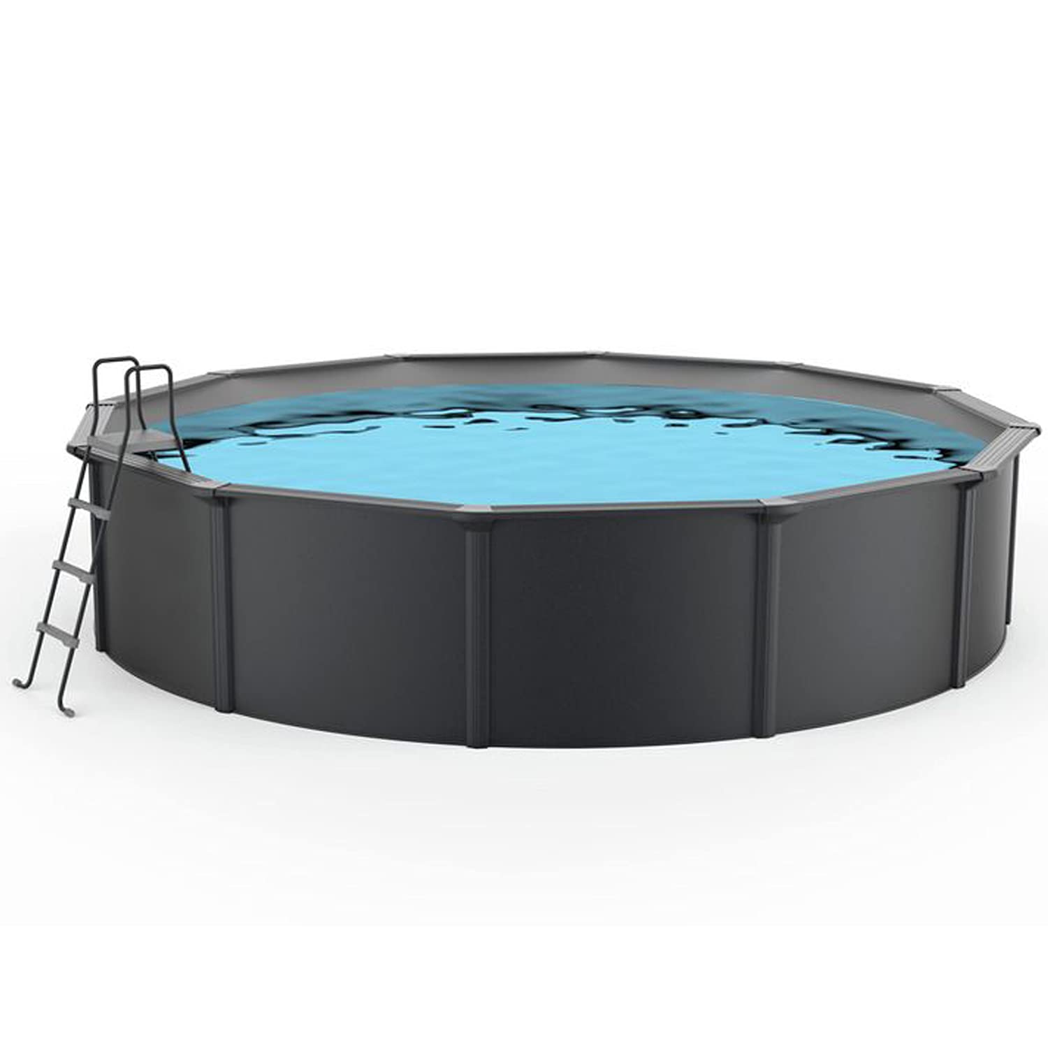 Steinbach 012141G Nuovo de Luxe II - Piscina con parete in acciaio, Ø 360 x 120 cm, robusta piscina di colore antracite per fino a 11.000 l di capacità, con pellicola interna in grigio argento