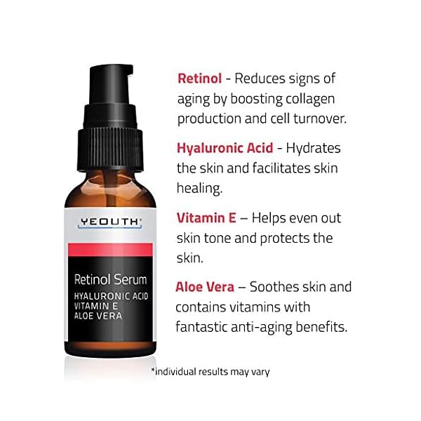 Retinol-Serum-25-with-Hyaluronic-Acid-Aloe-Vera-Vitamin-E-Boost-Collagen-Production-Reduce-Wrinkles-Fine-Lines-Even-Skin-Tone-Age-Spots-Sun-Spots-1-fl-oz-Yeouth--2oz YEOUTH Retinol Serum for Face with Hyaluronic Acid - Face Serum for Women - Hydrating Serum - Retinol for Face - Resurfacing Retinol Serum - For All Skin Types 2oz