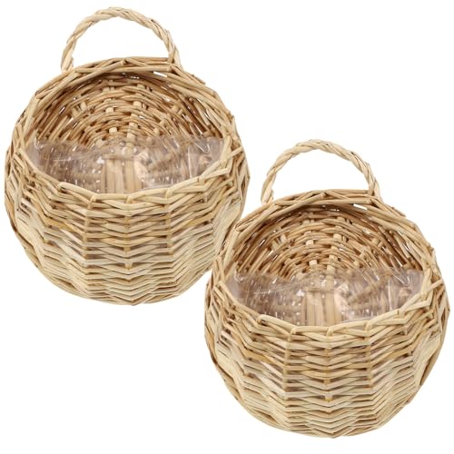 Cesta colgante de madera para decorar la cocina y el dormitorio con plantas artificiales 2