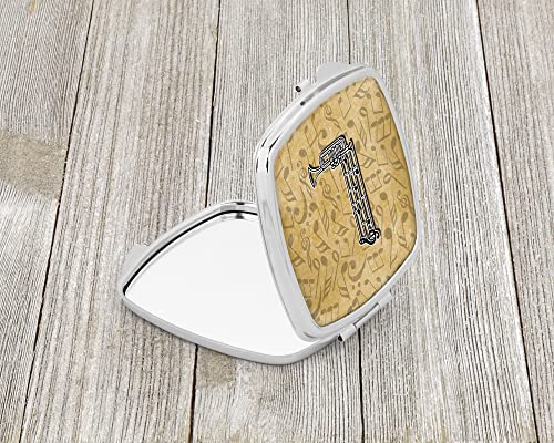 Espejo compacto decorativo de viaje para maquillaje, forma de letra L, con diseño musical, para mujeres y niñas, regalo, espejo plegable de mano miniatura 2