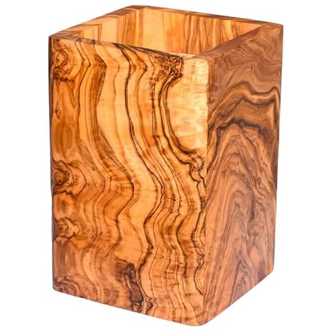 Cleminson Handmade Olive Wood Utensil Holder Cover
