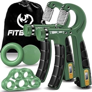 FitBeast Dual Count Handtrainingsset – optimalisatie van onderarm, pols en handkracht – 5 stuks, verstelbare weerstand, donkergroen